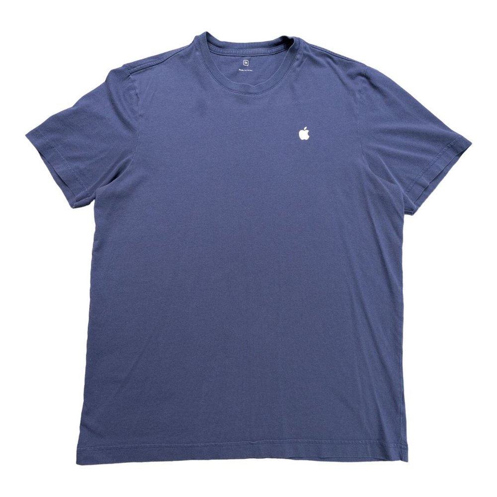 Apple Short Sleeve Tshirt Mens Size Medium Navy Blue Employee Uniform Casual Fan